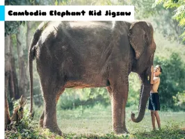 Cambodia Elephant Kid Jigsaw