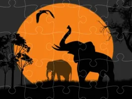 Elephant Silhouette Jigsaw